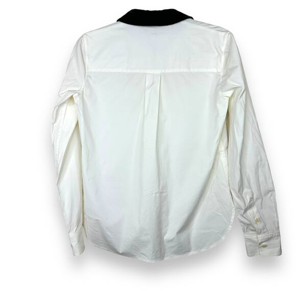 Theory NWOT White Silk Blend Velour Collared Fancy Button Down Shirt Blouse - Picture 6 of 8
